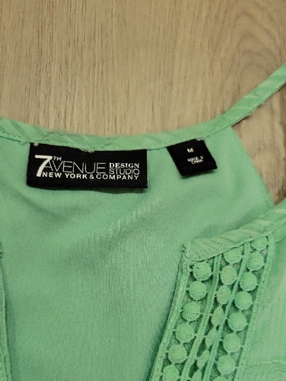7th Avenue Mint Crochet Trim Halter Top - Picture 2 of 2